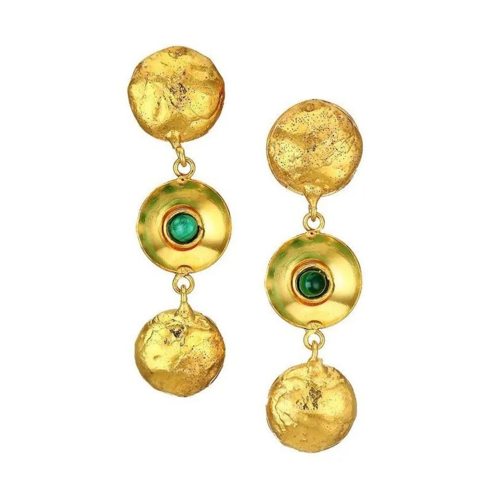 SYLVIA TOLEDANO
Wo Dancing Curve 22k Goldplated & Malachite Triple-Drop Clip-On